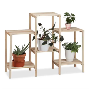 Multi-Tier Wooden Plant Stand Indoor Outdoor Solid Wood Flower Pot Display <strong>Shelf</strong> 6 Tier Flower <strong>Ladder</strong> Rack for Balcony <strong>Garden</strong> - Product Image 1