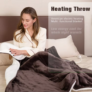 <span class=keywords><strong>Couverture</strong></span> <span class=keywords><strong>chauffante</strong></span> électrique double face en polyester extra doux pour la maison et le bureau, avec télécommande et protection contre la surchauffe pour l'hiver - Product Image 1