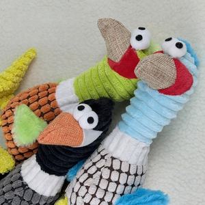 Jouet à mâcher pour chien en tissu peluche écologique double couche à motif animal, avec sonnette BB et papier froissé, corde orange pour entraînement à la traction - Product Image 5