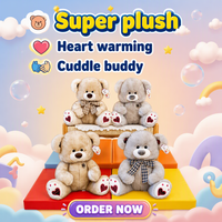 Boneka Teddy Berbahan Plush Tebal dan Lembut, Motif Kotak-kotak Dua Warna dengan Bordir Hati dan Pita, Berbagai Ukuran, Ramah Kulit, Kelinci