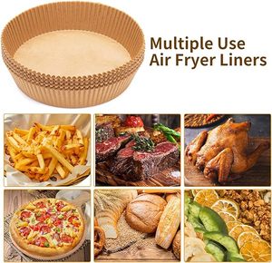 Papier de cuisson pour friteuse à air, grande capacité, ajustement parfait, 100 pièces, résistant à la graisse, antiadhésif, revêtement silicone, 5-7QT, nettoyage facile - Product Image 4