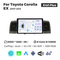 MEKEDE X10 X20 X30 X40 UIS7865 8+128G QLED AKM DSP CarPlay sans fil Android Auto pour Toyota Corolla EX 2007-2012