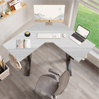 Bureau de travail moderne intelligent, console de travail, bureaux réglables électriques à double moteur, bureau debout en forme de L, table d'ordinateur avec structure métallique