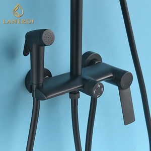 Черный латунный душевой набор с биде распылителем душевой системы - Product Image 6