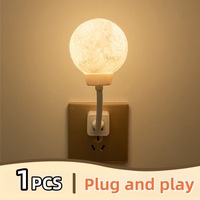 Lampe de chevet LED en forme de lune, à commande vocale, à brancher, pour chambre à coucher, lumière blanche chaude, DIY, lampe de table en forme de planète