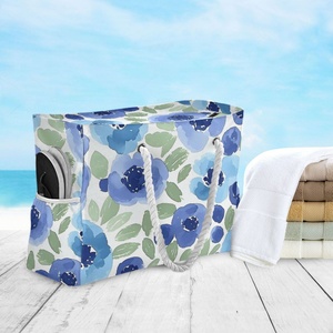 Lady Tropical Weekender Custom Flower Printed Large Waterproof Polyester Tote <b>Bag</b> <b>Beach</b> HandBag for Summer Holiday - Product Image 6
