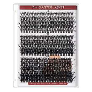 Kit <span class=keywords><strong>di</strong></span> Ciglia a Ciuffi Voluminosi con Logo Personalizzato, Semi-Fatte a Mano, Morbide, Ricciolo Uniforme, Fascia in Cotone Nero, Spessore 30D/40D/50D - Product Image 1