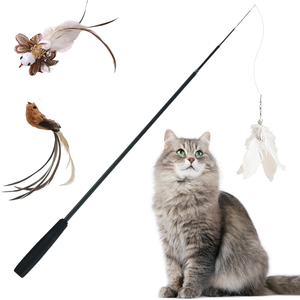 Caña de Pescar Interactiva Electrónica de 1.8m para Gatos, Simulación de Pájaro, Varita Giratoria con Plumas, Juguete Automático para Gatos - Product Image 1