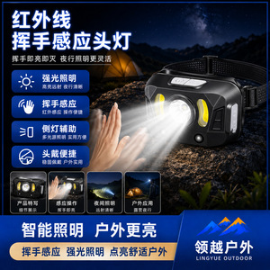 Linterna frontal LED recargable por USB, luz roja de alta intensidad, pesca nocturna, ciclismo - Product Image 3