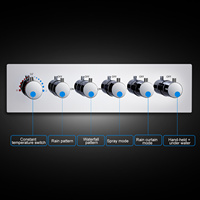 Robinets thermostatiques de douche à 5 fonctions, avec plafond intégré, pomme de douche LED 430x710mm, effet pluie et cascade
