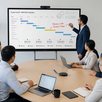 Panel Datar Interaktif Sentuh Kapasitif 65 Inci 4K All-in-One Smart Board untuk Ruang Rapat Premium