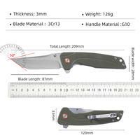 Couteau pliant tactique utilitaire de camping de qualité industrielle OEM, lame Tanto en acier 3Cr13, manche G10 vert, couteau de poche EDC