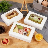 Boîte à dessert en papier de haute qualité avec poignée et fenêtre transparente pour emballages à emporter de beignets, pâtisseries et produits de boulangerie