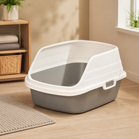 Bac à litière semi-fermé pour chat avec pelle anti-éclaboussures, toilette pour chat en plastique pour chats d'intérieur