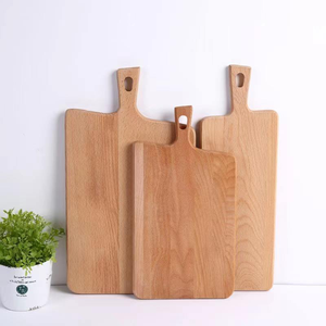 Plateau à pizza en noyer en gros, planche à découper en hêtre naturel pur personnalisée avec poignées - Product Image 5