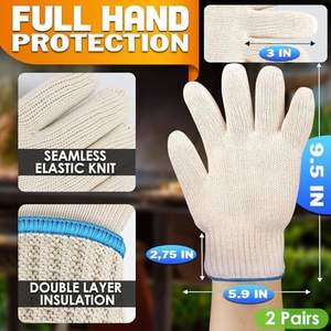 KETAR 2 paires de gants chauffants en aramide durable de 9.5 pouces pour barbecue gants de sécurité à main complète pour griller et cuisiner résistant à la chaleur - Product Image 6