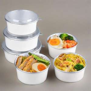 Conteneur alimentaire imprimé sur mesure, jetable, biodégradable, en aluminium et papier, avec couvercle, 12, 16, 24, 32 oz - Product Image 6