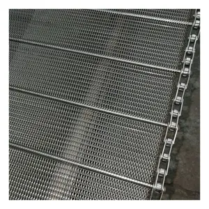Résistant à la chaleur ss304 310 chaîne de tissu de ceinture de fil de spirale d'acier inoxydable/bande transporteuse de lien de bande transporteuse de grillage pour le biscuit