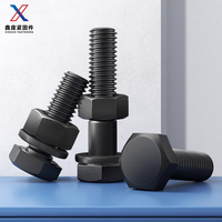 Baut kepala segi enam Grade 8.8 10.9 12.9 dengan mesin cuci baut Hex hitam dan mur 30mm M8 M10 M16 M30