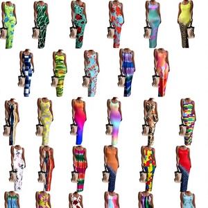 Vestido Tubo Estampado Floral para Mujer, Talla Grande, Sin Mangas, Ajustado, Largo hasta la Rodilla, Informal, para Fiesta, Venta al Por Mayor de Fábrica - Product Image 1