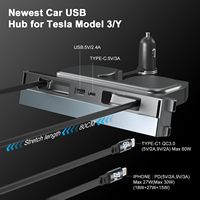 Chargeur rapide 65W Hub de charge USB 4 ports Chargeur de téléphone rétractable Hub USB C pour Tesla Model 3 Highland Model Y Juniper