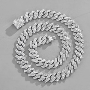 14mm キューバンリンクチェーンネックレス メンズ ヒップホップ ブリンブリン ラインストーン パヴェ ラッパー ジュエリー レディース ユニセックス - Product Image 3
