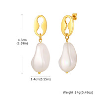 Boucles d'oreilles clous Gaovo au design minimaliste et irrégulier, imitation perle de café, en acier inoxydable doré, bijoux d'oreille tendance