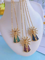 Collier pendentif médaille religieuse en plaqué or 18 carats Sainte Thérèse Vierge Marie Bijoux pour enfants en laiton Perle Pierre Souvenir Charms