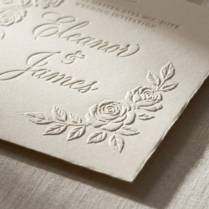 Customized High-end Letterpress Wedding Invitation Suite Deep Debossed <b>Embossed</b> Cotton Paper Invite <b>Cards</b> for Luxury Events - Product Image 2