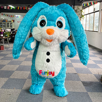 Costume de mascotte de dessin animé d'animal gonflable en peluche personnalisé de mascotte de lapin gonflable jaune à vendre