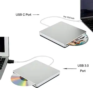 Slot portabel dalam CD DVD Drive eksternal USB C CD DVD Burner/Writer ramping CD DVD Pembaca untuk MacBook Pro/Air/Mac/Laptop/Windows10