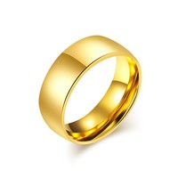 Aksesoris Wanita Gaya Korea Terlaris Lintas Negara, Cincin Polos Inlay Kaca Bulat 2 3 4 6 8MM, Cincin Lengkung Dalam dan Luar