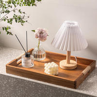 Plateau de service en bois d'acacia avec poignées portables, grands plateaux en bois pour la nourriture, le café, la table, pour le rangement en cuisine extérieure, technique de laque