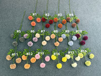 Fleurs artificielles en soie de chrysanthème bordeaux à tige longue, 3 ou 6 têtes, avec feuilles, pour décoration de mariage et de maison