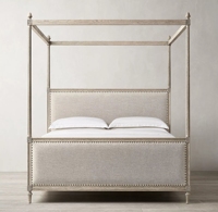 Juego de Muebles de Dormitorio de Madera, Cama con Dosel, Estilo Francés de Alta Calidad, Antiguo y Lujoso, Tamaño King y Queen, 1 Pieza, Panel Moderno, Roble Sigma