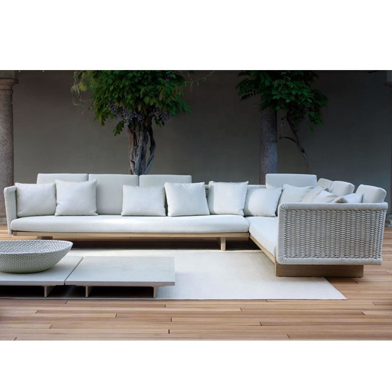 New arrival patio garden furniture L shape outdoor rope sofa