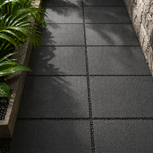 Dalles de pavé extérieur en pierre de basalte noire, design moderne, antidérapantes, flammées, brossées, découpées sur mesure, épaisseur 17 mm - Product Image 1