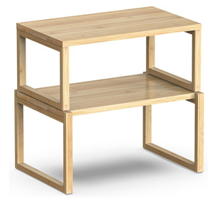 <b>Kitchen</b> Storage <b>Rack</b> 2 Tier Wooden Modern Minimalist Design For Organizers - Product Image 5