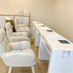 Mesa de Manicura Doble Minimalista, Mesa de Manicura Individual/Triple, Consola Roja para Salón de Uñas - Product Image 1