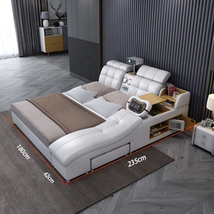 Multifunktions-Smart-Bett mit Massage und Projektor rahmen Leder Doppel-Kingsize-Betten Moderne Schlafzimmermöbel-Sets - Product Image 5