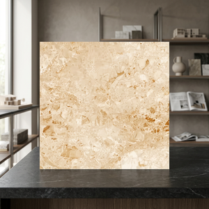 Glamour Crema, Azulejos Decorativos de Porcelana Brillante de 600x600 mm, 9 mm de Grosor, Diseño Beige para Pisos de Dormitorio - Product Image 2
