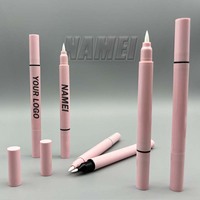 2 en 1 crayon pour les yeux liquide slilm imperméable à l'eau à double extrémité vide en plastique perlé de marque privée tube conteneur pour les yeux personnalisé
