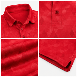 Custom <b>Golf</b> Polo Shirt Men Performance <b>Golf</b> Shirts Geometric Print Quick Dry Breathable Stretch Polo OEM ODM Private Label - Product Image 3