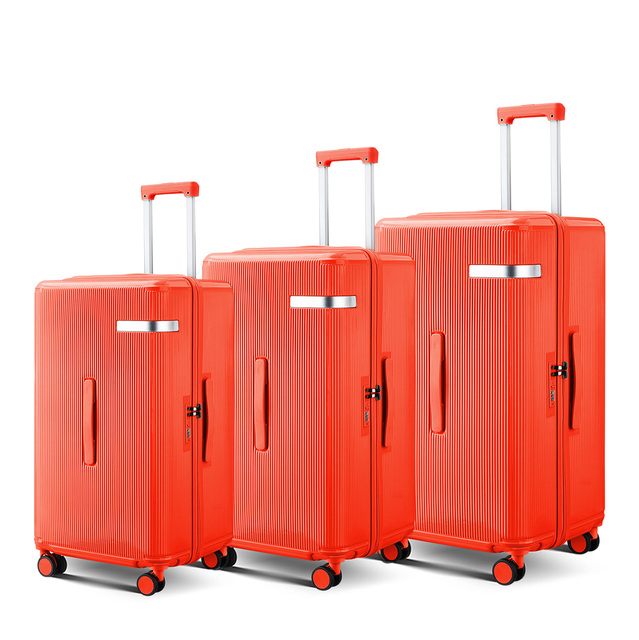High Quality 20 24 26 28 Inch Orange Pc Suitcase Custom Lightweight Hard Shell 3 Piece Travel Suit case Luggage Sets with logo