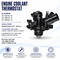 Termostato Automotriz para Mercedes Benz OE 2712000315 2712000115 2712000215 Compatible con Clase E Clase C Repuesto de Auto