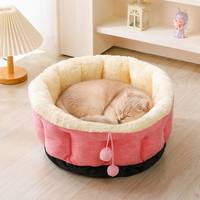 Lit pour animaux de compagnie en polaire arctique rond moderne, doux et moelleux, pour chats et chiens de petite/moyenne/grande taille, confortable pour un sommeil profond