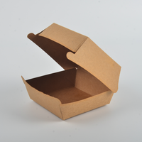 Carton jetable de qualité alimentaire pour hamburger, emballage à emporter, boîte de hamburger à clapet en papier kraft avec logo imprimé