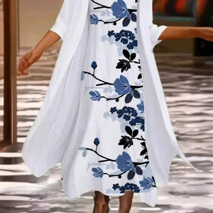 Vestido informal de vacaciones floral versión regular vestido estampado de dos piezas casual de alta calidad - Product Image 1