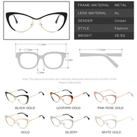Montures optiques tendance pour femmes, bloquant la lumière bleue, style œil de chat, semi-cerclées en métal, vente en gros