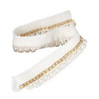 Fournisseur direct d'usine, en stock : Bordure en dentelle tricotée à perles et chaînes simples, disponible en plusieurs matériaux, idéale pour les projets de confection de vêtements DIY